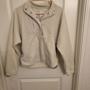 Cream Quarter-Zip Fleece Pullover
